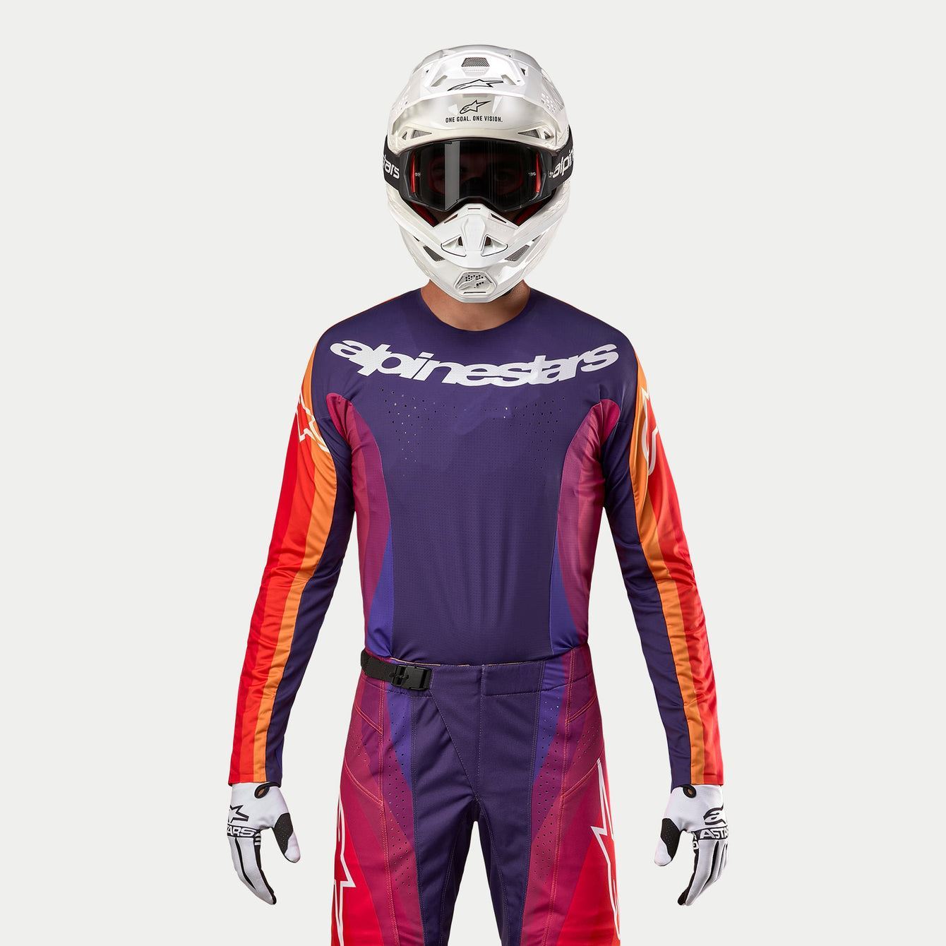 Alpinestars 2024 Techstar Pneuma Motocross Jersey Purple Orange Clearance